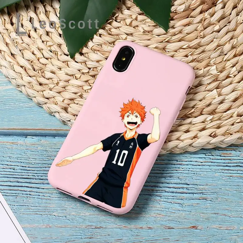 

Anime volleyball boy cut Phone Case Candy Color for iPhone 11 12 mini pro XS MAX 8 7 6 6S Plus X 5S SE 2020 XR