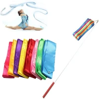 6m colorful gym ribbons dance ribbon rhythmic art gymnastics ballet streamer twirling rod rainbow stick training