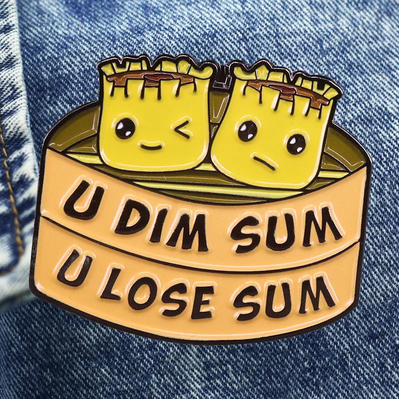 

Lovely Chinese Dim Sum Shaomai Cartoon Brooch Metal Enamel Lapel Badge Denim Jacket Backpack Pin Given Friends And Fans Gifts