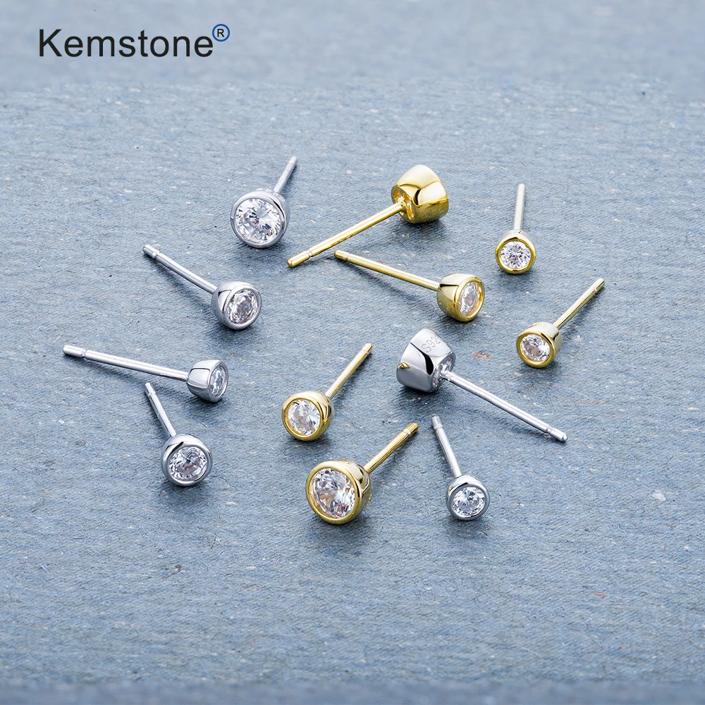 Kemstone модные 925 пробы серебряные белые круглые серьги с цирконием кубической огранки ювелирные изделия подарок для женщин