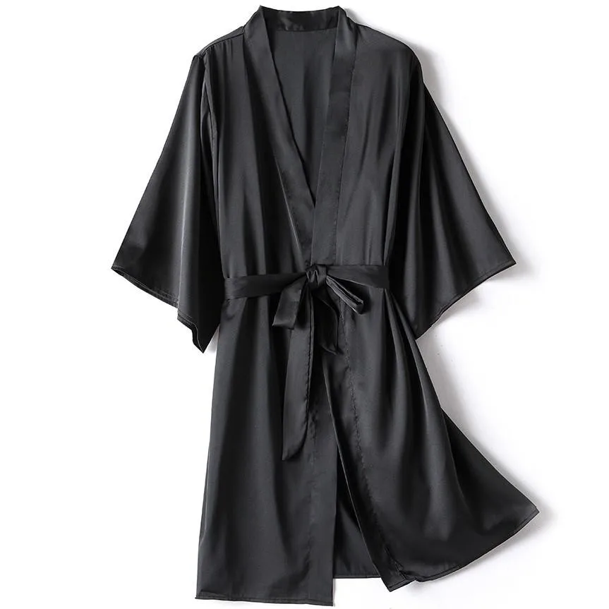

Kimono Bathrobe Gown Female Robe Set Satin Sleepwear Casual Nightgown Bridal Wedding Gift Sexy Nightwear Intimate Lingerie