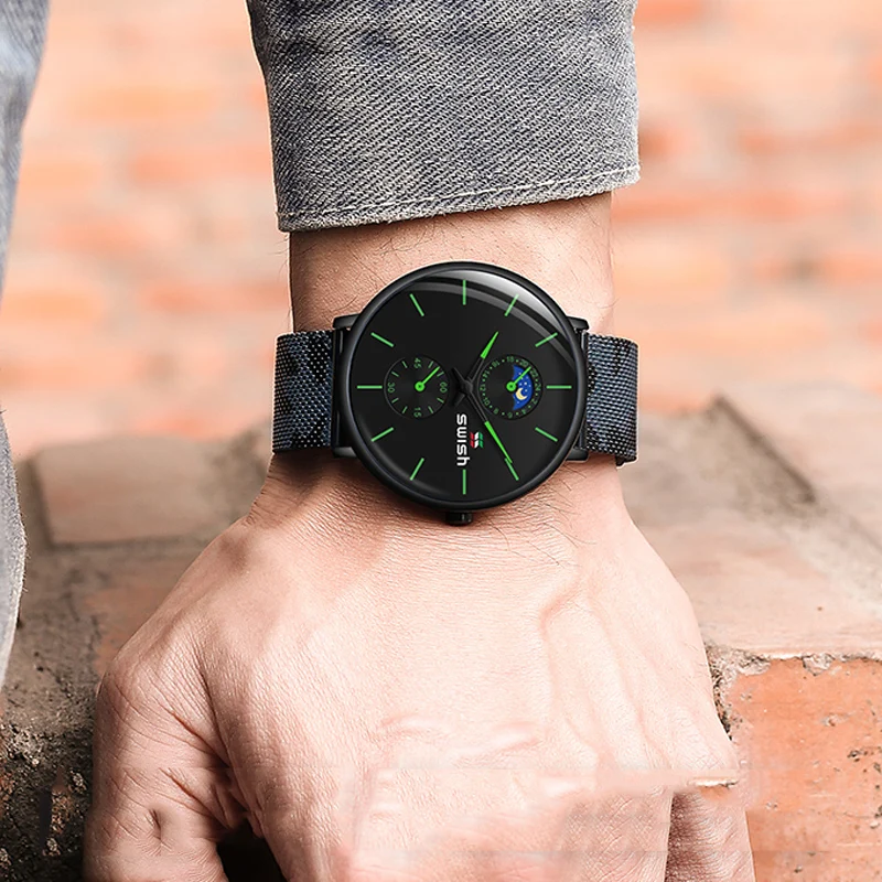 

SWISH Fashion Sports Wristwatch Men Water Resistant Relogio Masculino De Luxo Quartz Green Military Watches Relojes Hombre 2020