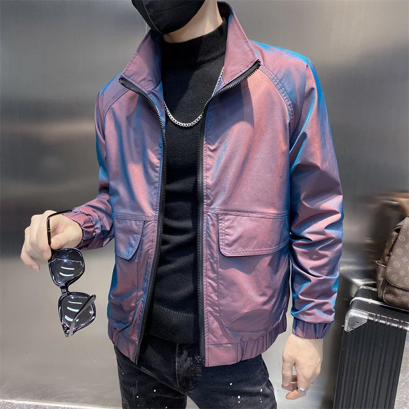 Мужская куртка трендовая ветровка с изменяющимися цветами удобная уличная