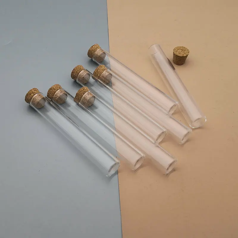 20pcs 50pcs 100pcs Lab 12x75mm Flat Bottom Glass Test Tube with Cork Stoppers Mini Vial Container  School Supplies