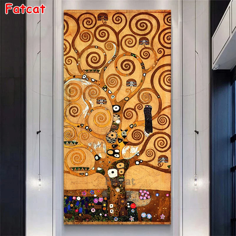 

Алмазная вышивка, абстрактная картина «Klimt Kiss Life», квадратная круглая мозаика, вышивка крестиком, настенное искусство PP2027