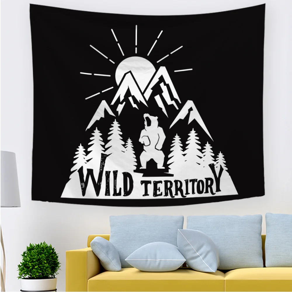 

wild bear tapestry mountain deer wall carpet livingroom bedroom decor backdrop blanket