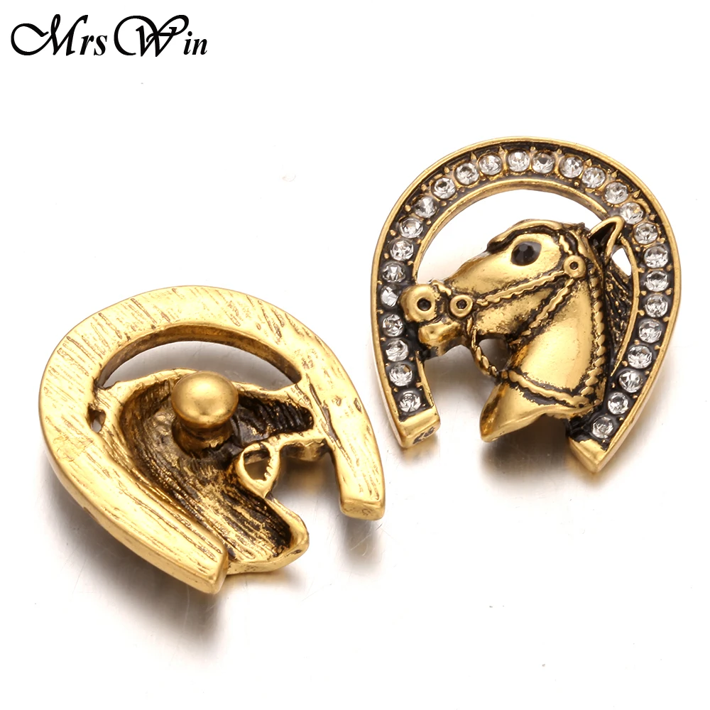 6 шт./лот новые золотые кнопки ювелирные изделия Большой горный хрусталь лошадь