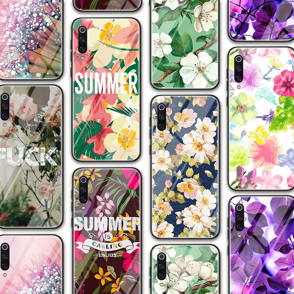 

ciciber Glass Case for Xiaomi Redmi Note 8 9 10X 7 8A 10 9S 8T 9T A3 A2 6X 5X Pro Max Mix 2s Lite F1 Summer Flowers Funda Cover