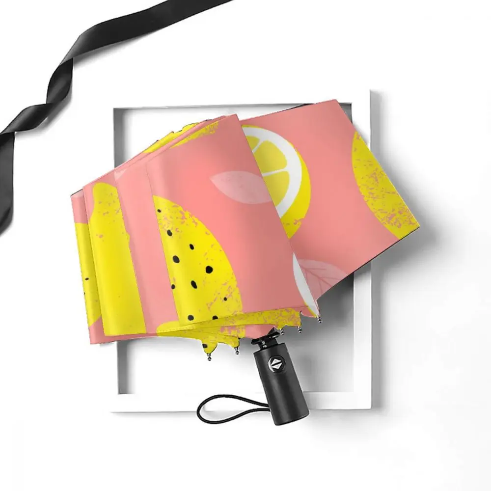 Economici Ombrello Portatile Pieghevole Antivento Automatico Antivento Limone Estivo Per Uomo Donna