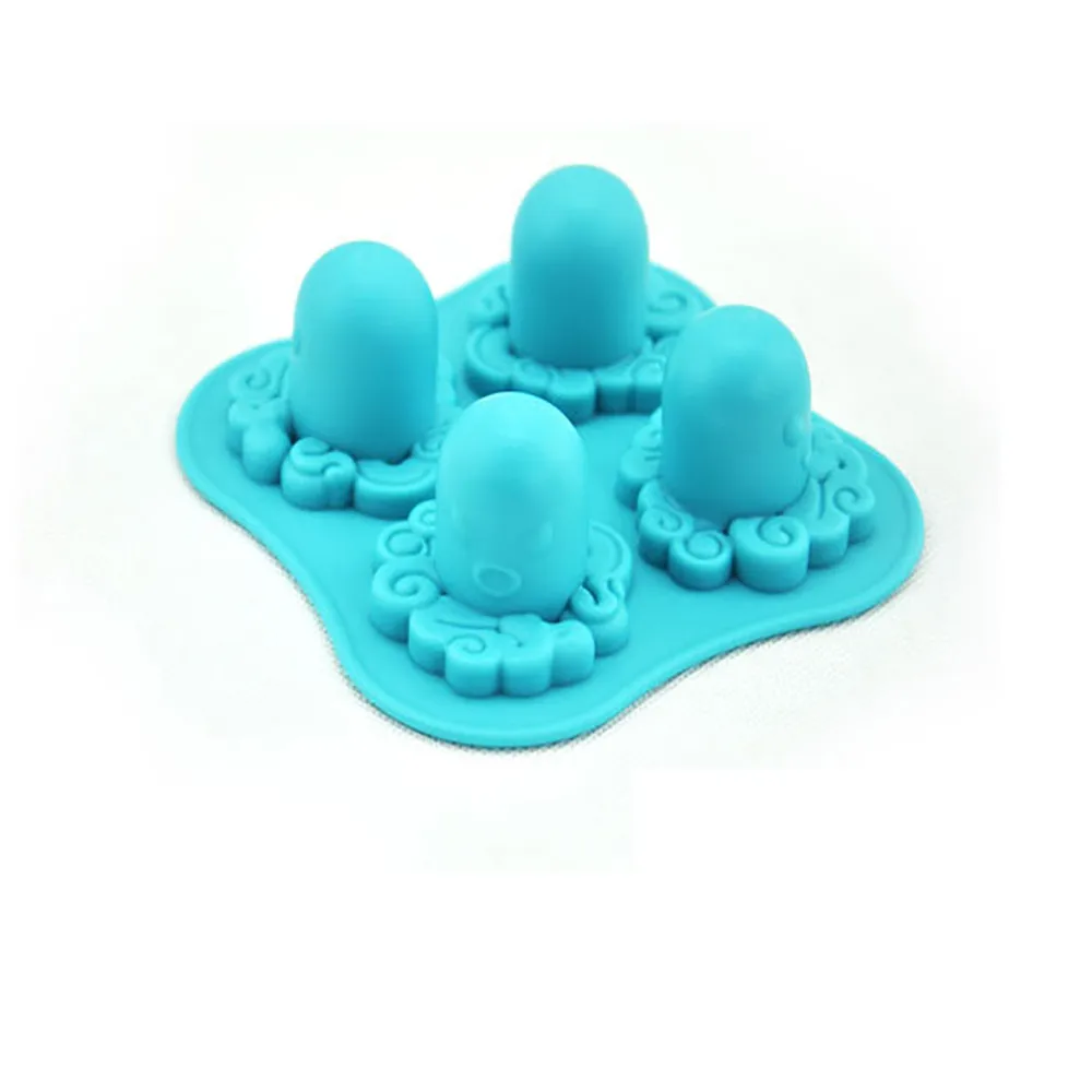 4 отверстия Силиконовые мороженое плесень Осьминог Форма ледяной куб Diy для