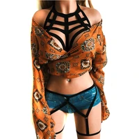 body harness lingerie belt crop tops cage harness bra black sexy elastic adjust strappy bra dance rave wear for women 3 styles