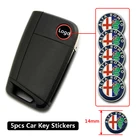 Наклейки для автомобильных ключей с эмблемой, Эмблема для Alfa Romeo Mito 147 156 159 166 Giulietta Spider Giulia Stelvio, 5 шт., 14 мм