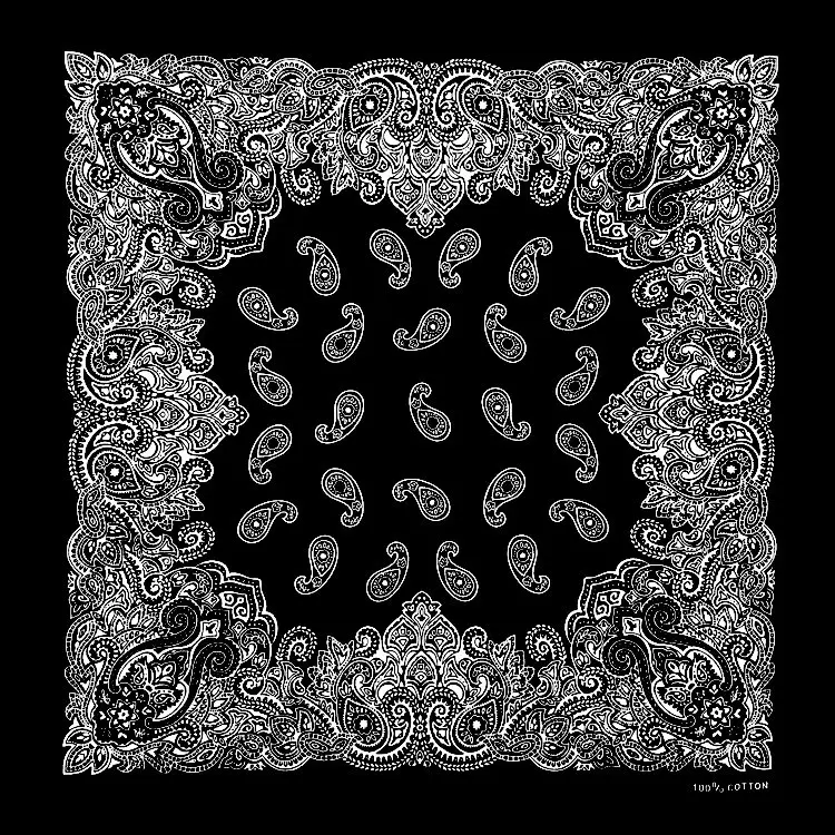 100% хлопок корейская мода Черный шейный платок с принтом пейсли головной убор