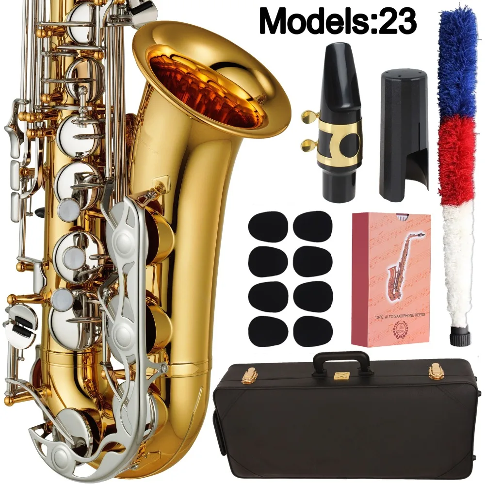 DeXin саксофон Alto 23 Профессиональный альт Sax на заказ серия высокий саксофон золотой лак никелированные клавиши мундштук трости шеи