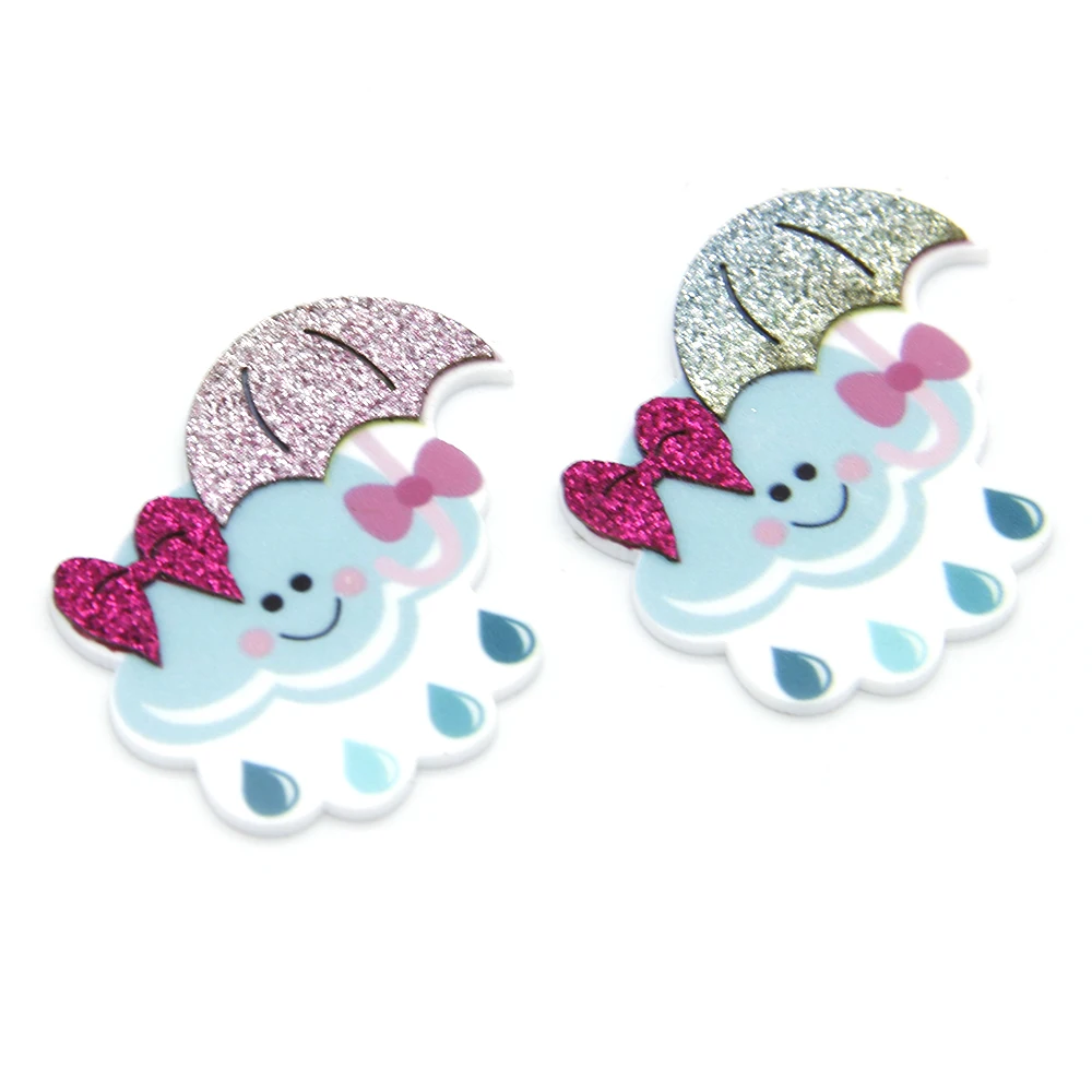 Дэвид аксессуары панды и облака блестками плоское украшение из смолы акриловых