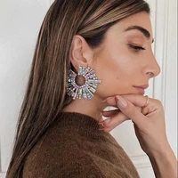 jijiawenhua new trend womens shiny rhinestone drop earrings modern girls fashion jewelry accessories hot sale