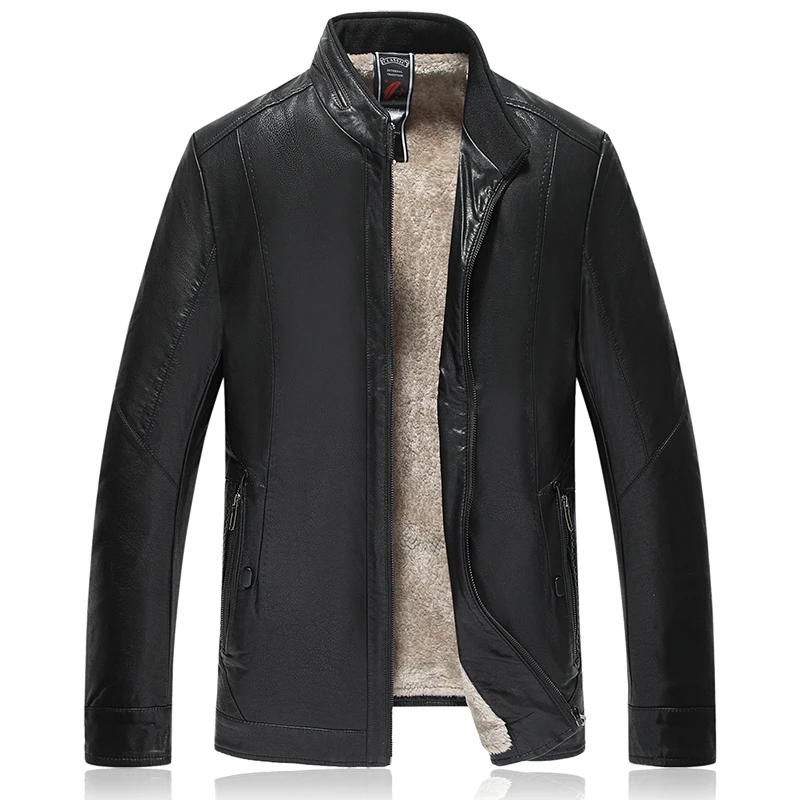 

New products for 2021 Winter Men's Velvet Leather Jacket Fashion Brand Premium Velvet Lining Faux Fur Jacket Men's Leather Jacke