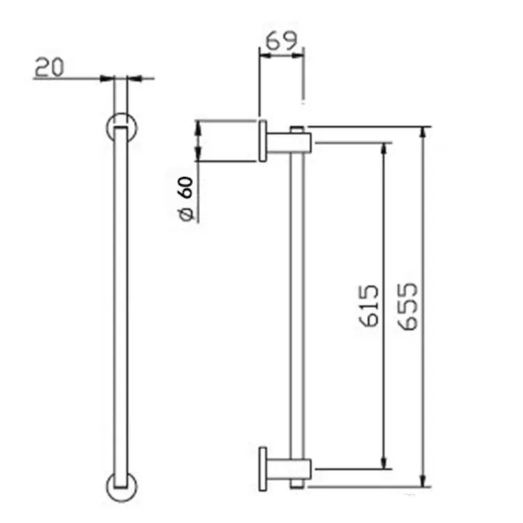 Высокое качество настенное крепление круглый стиль душевой рельс латунный