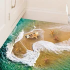 Настенная 3d-наклейка на пол в ванную комнату, ПВХ, водостойкая, Объемный декор, морская вода, волна, морская звезда