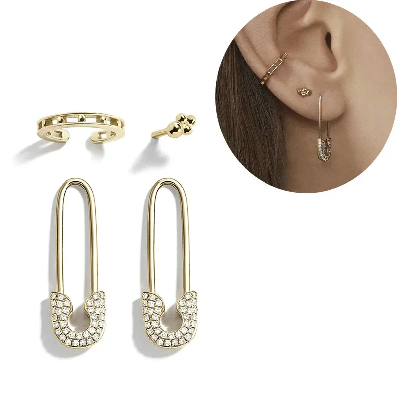 

Безопасные серьги-клипсы для женщин, Блестящие кристаллы, металлические серьги-клипсы