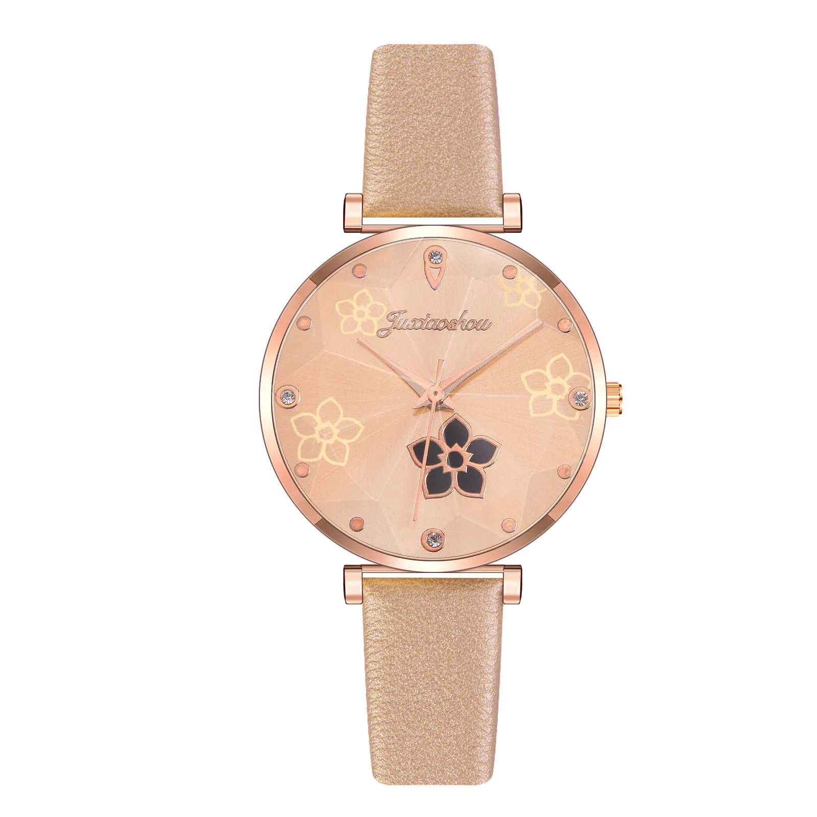 

luxury rose gold dial watch women Casual diamond simple watches ladies fashion Flower Leather strap Wristwatches reloj mujer