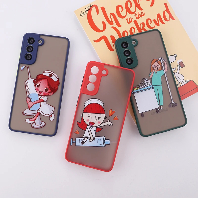 

Anime Nurse Doctor Matte Phone Case For Xiaomi Mi 8 9 11 Ultra Redmi Note 8 10 9 Pro 5G Camera Lend Protection Shell Phone Cover