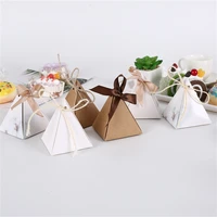 10pcs triangular kraft paper candy box wedding favors and gifts boxes chocolate box for guests giveaways boxes party supplies