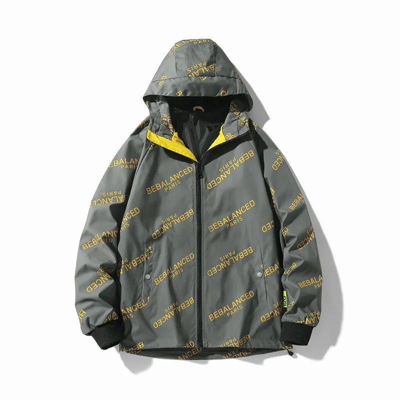 Куртка с капюшоном в стиле преппи буквенным принтом Мужская Корейская