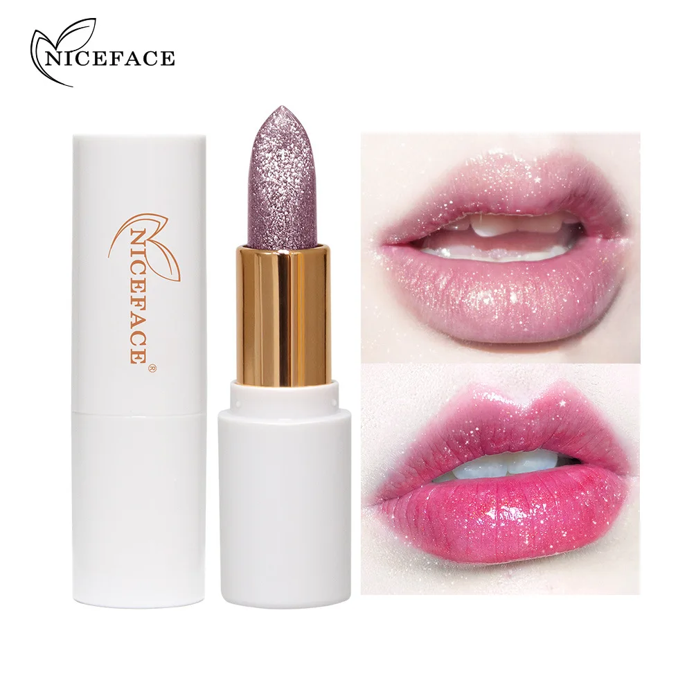 

4-color charm color-changing lipstick, slightly flashing warm lip balm, waterproof and not easy to fade, women's makeup tools