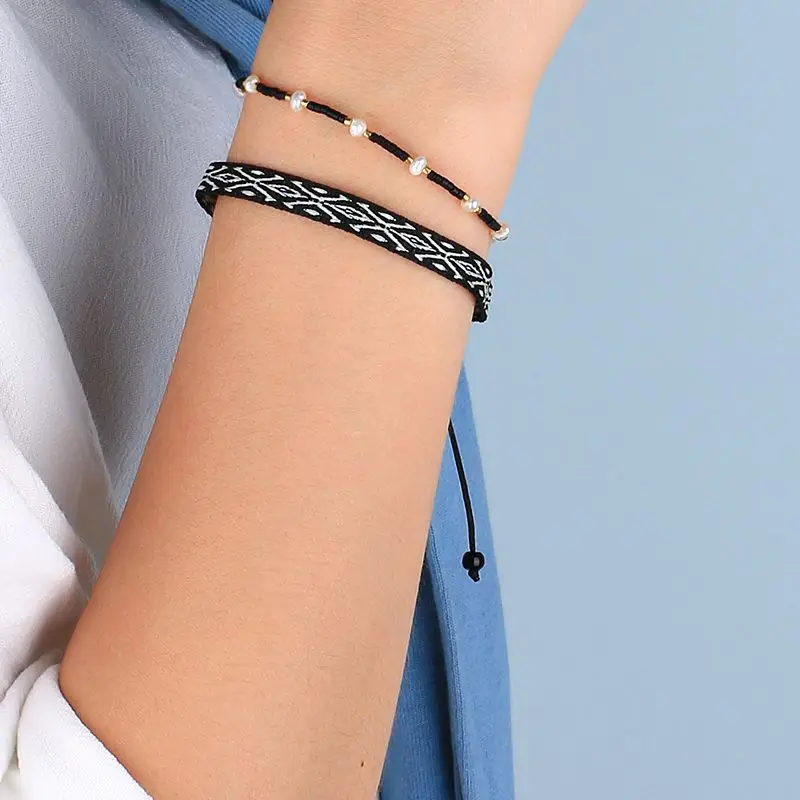 

KELITCH 2 PCS/Set Women Bracelets New Boho Pearl Beaded Bracelet Adjustable Rope Jewelry Boucle Oreille Femme