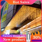 СВЕТОДИОДНАЯ Гирлянда-занавес в виде сосулек, водонепроницаемый шторный светильник ильник Водопад для улицы, свадьбы, вечеринки, бара, новогодний декор