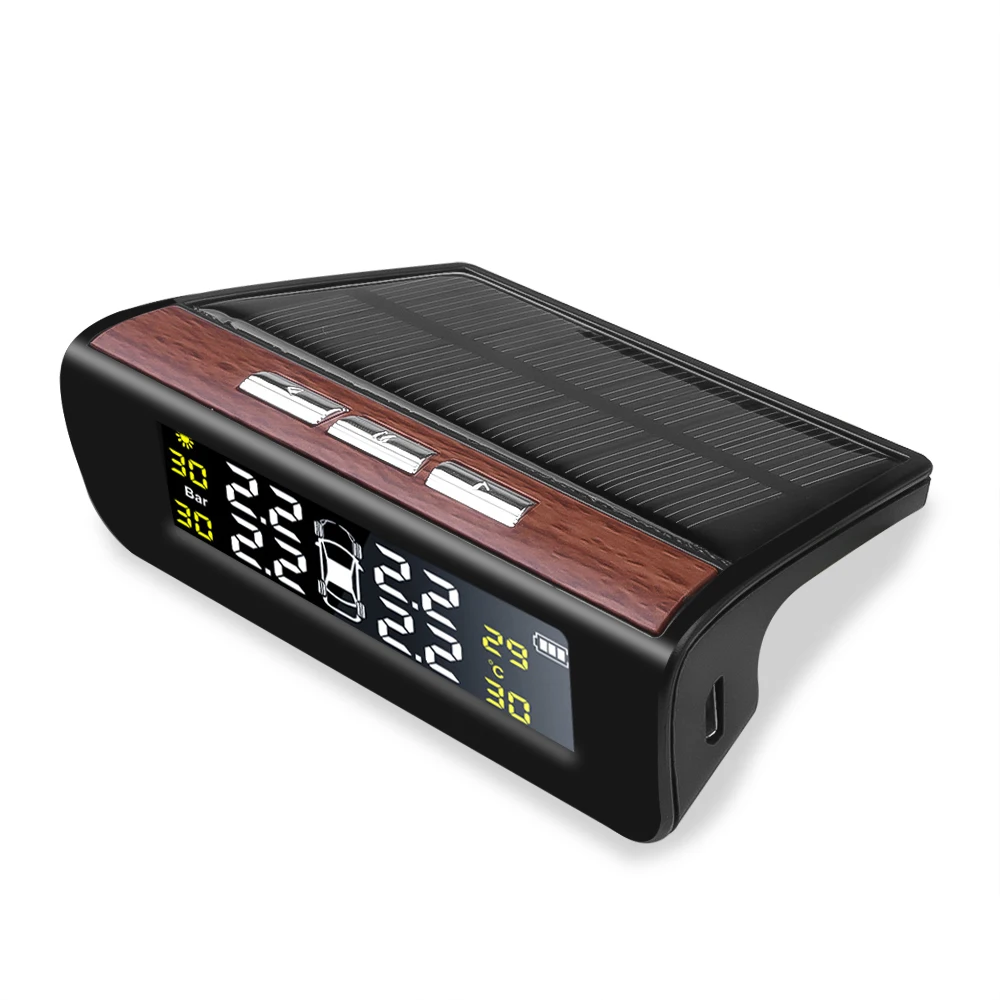 Автомобиль TPMS Солнечная сигнализация давления в шинах высокая температура мониторинг оповещение с 4 колесами внешние датчики Предупреждение безопасности