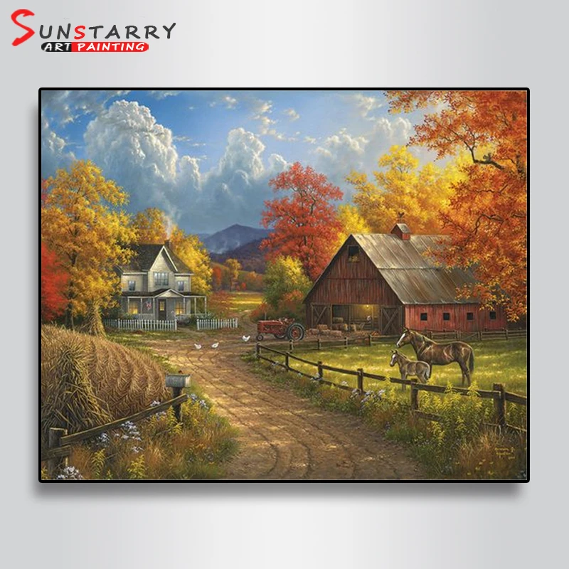Sunstarry DIY круглые стразы алмазная вышивка ранчо домик узор домашний декор 5D