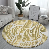 golden plant geometric printing round carpet living room soft carpet non slip carpet chair floor home decoration