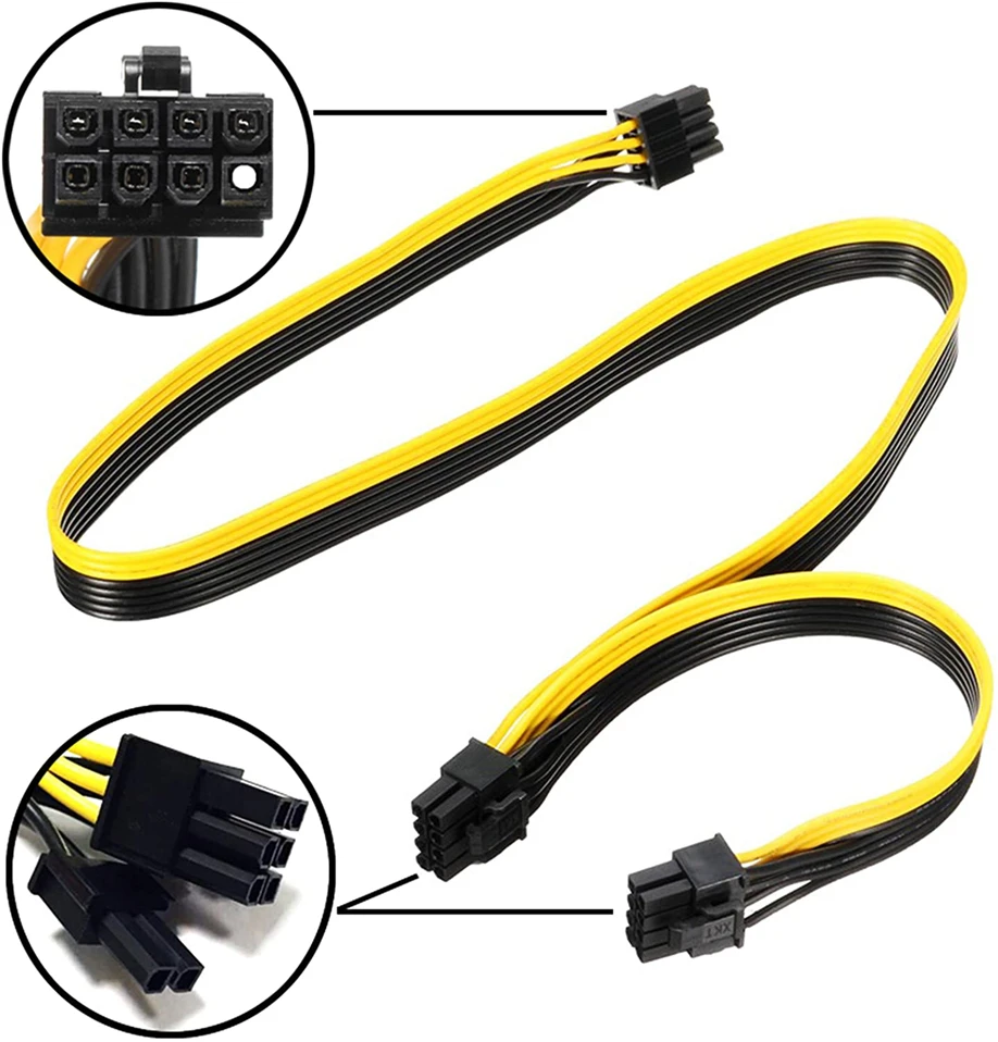 Видеокарта PCI Express pcie PCI-E GPU Molex 6pin 6 pin на dual 8 Pin + 2 Кабель питания 12AWG 18AWG | Компьютеры