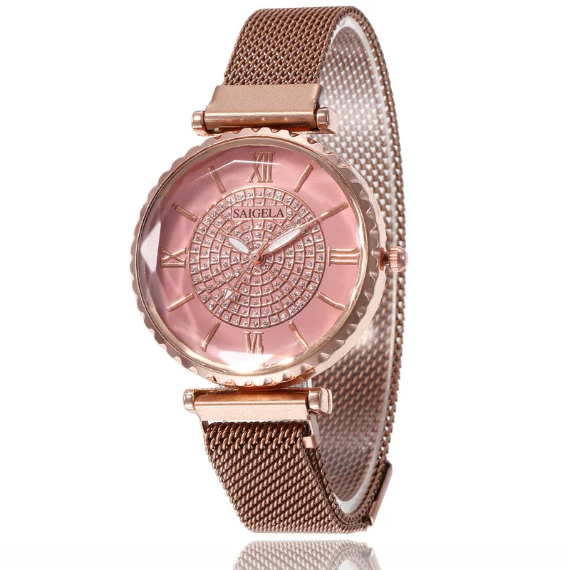 

100pcs / LOT FASHION Milan belt series color face sky star pattern diamond inlaid women's watch versatile women's fashion watch