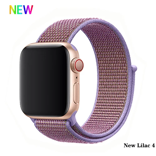 Нейлон pulseira для apple watch band 4 44 мм 40 мм(iwatch 5) apple watch 3 2 1 ремешок 42 мм 38 мм дышащий браслет ремень аксессуары - Цвет ремешка: New Lilac 4