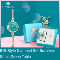 watch ins wind diamond bracelet small green watch simple and elegant round watch female gift