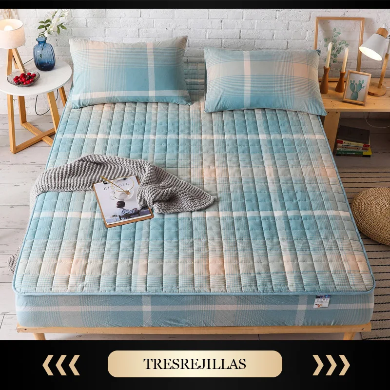 

Real Breathable Mattress Cover Washed Cotton Quilted Bed Sheet Pure Bedspread Thickened Simmons Protection