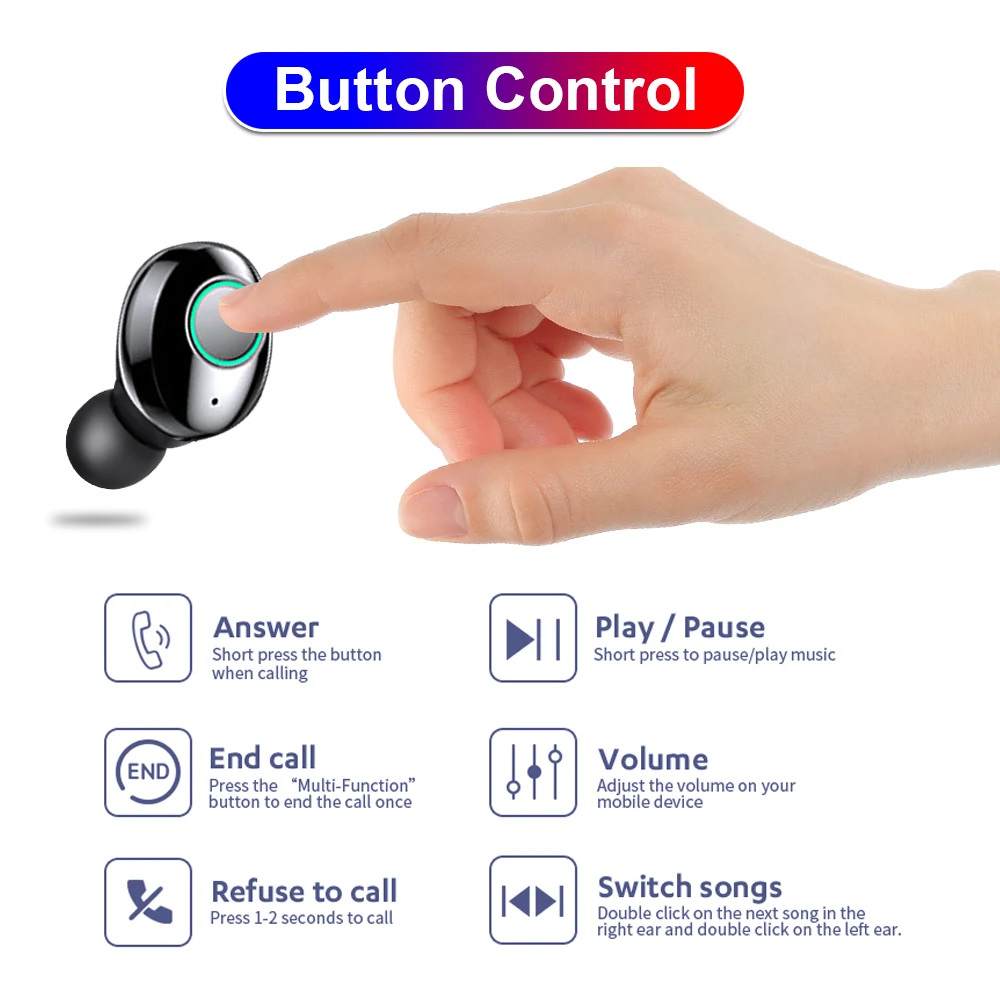 Bluetooth наушники 8D стерео объемный звук беспроводные 5 0 TWS наушники-вкладыши IPX7