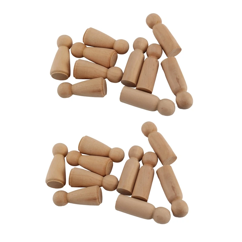

20 Pieces 65 mm Unfinished Wooden Peg Dolls Wooden Tiny Doll Bodies People Decorations,Wood Color