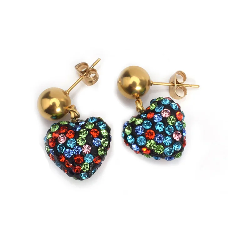 Женские Ювелирные наборы ожерелье и серьги с разноцветными кристаллами кулоном