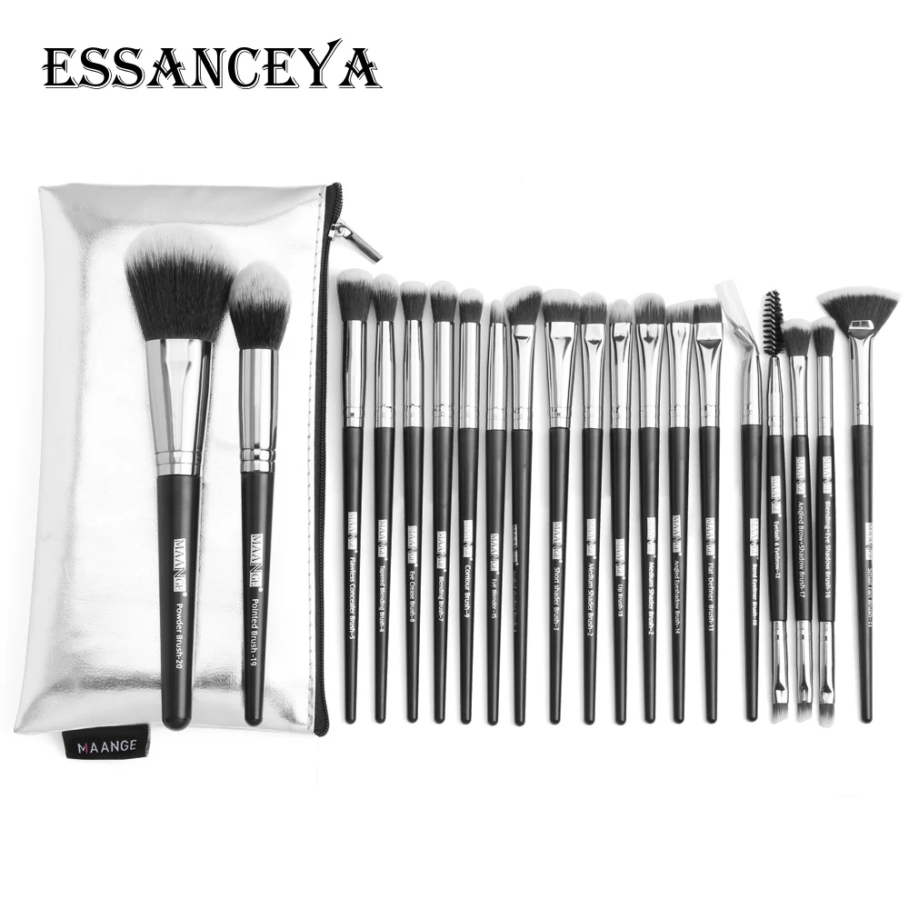 ESSANCEYA, 11-30 шт., Профессиональные кисти для макияжа, набор теней для век, подводка для глаз, пудра, Тональная основа, румяна, Кисть для макияжа, инструменты, косметичка - Handle Color: 20 pcs with bag