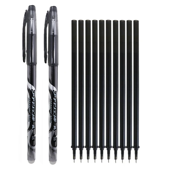 12 pcs black C 12 шт./лот, набор стираемых гелевых ручек 0,5 мм, Волшебная моющаяся ручка, стираемая ручка, стержень, школьные канцелярские принадлежности, инструменты для письма, подарки - Цвет: 12 pcs black C
