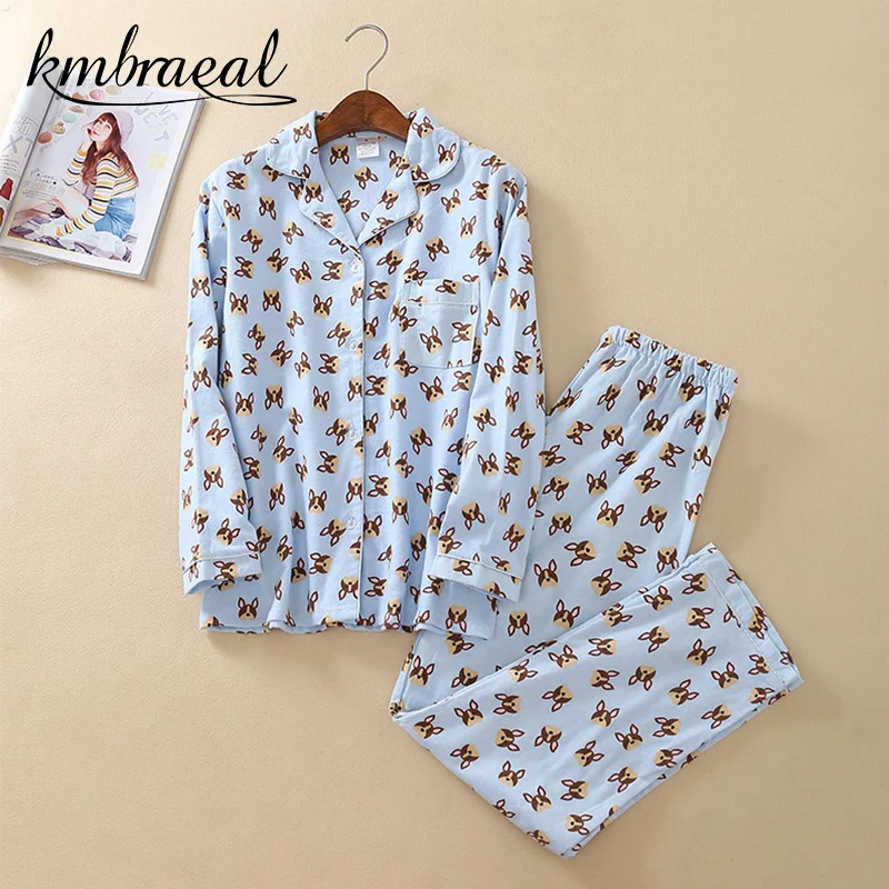 Женский хлопковый пижамный комплект с принтом | Женская одежда