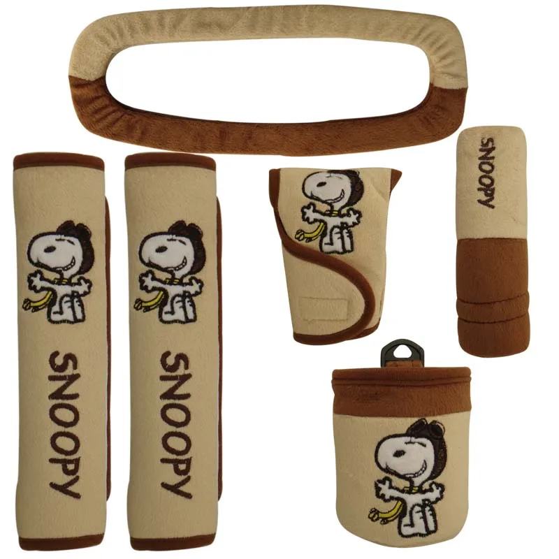 Искусственный плюш Snoopy авто аксессуары ручка декоративное приспособление ручной тормоз рулевого управления подголовник солнцезащитный козырек Snoopy - Цвет: 6pcs