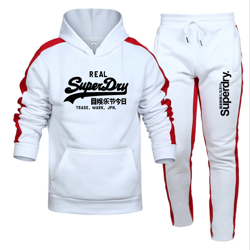 

2021 Brand Men Solid Color Casual Sets Autumn New Men's Hoodies + Pants Two-Piece Tracksuit Trendy Sportswear Set Male