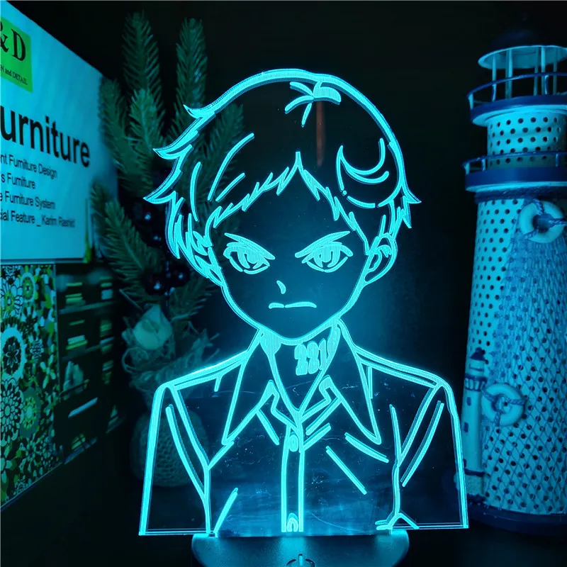 Anime The Promised Neverland 3D Lamp Emma Figure Led Night Light Kids Bedroom Decor Lighting Illusion Color Changing Desk Lamp