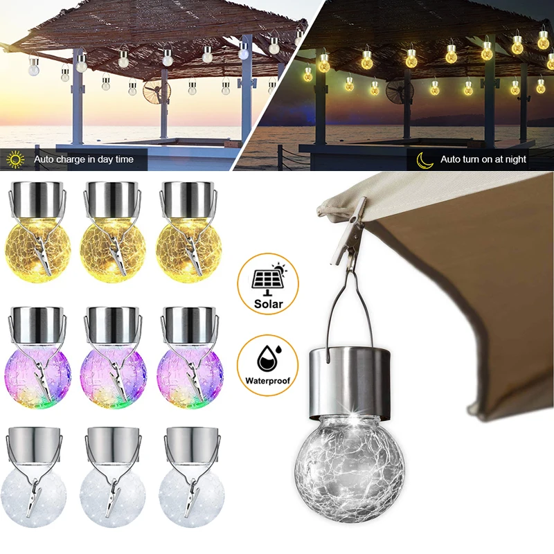 

Открытый Солнечный бусины кракле, Стекло шар светильник s Водонепроницаемый пузырь лампа солнечный светильник подвесной светильник с зажи...