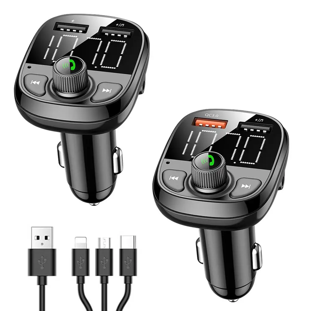 

Car Bluetooth 5.0 FM Transmitter QC3.0 Wireless Handsfree Audio Receiver Auto MP3 Player 3.4A Dual USB Fast Charger Accessories